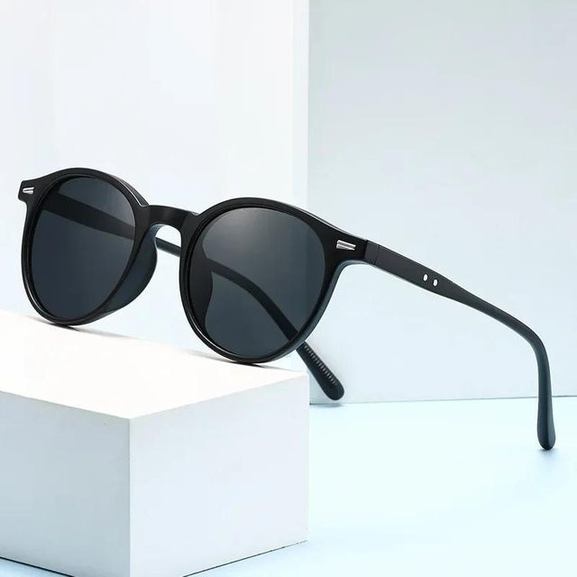 YIHESH Korrektionsbrille, Rund, Vollrand, Kunststoff, Unisex, grau, schwarz - Bild 1