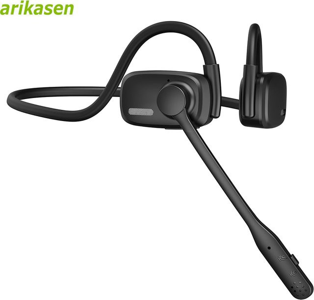 Arikasen Bluetooth-Headset mit Mikrofonarm und Geräuschunterdrückung in Schwarz - Bild 1