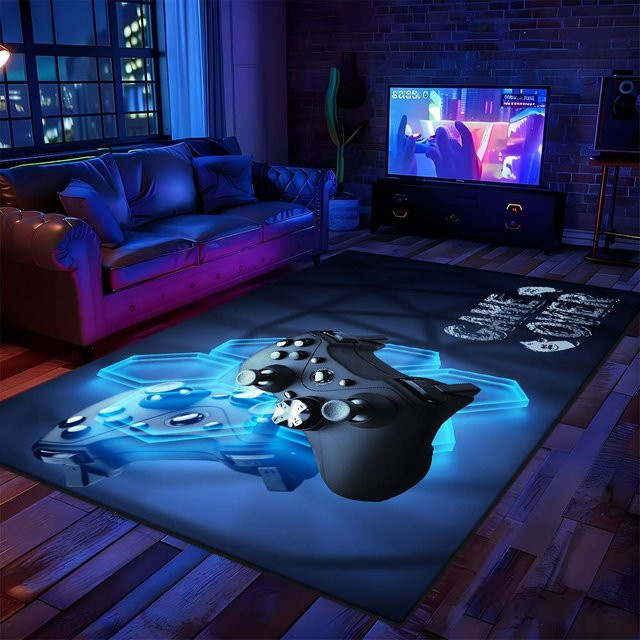 Wucifang Jewelry Gaming-Teppich Schalldämmmatte in Blau mit abstraktem Design, B: 160 cm, T: 230 cm - Bild 1