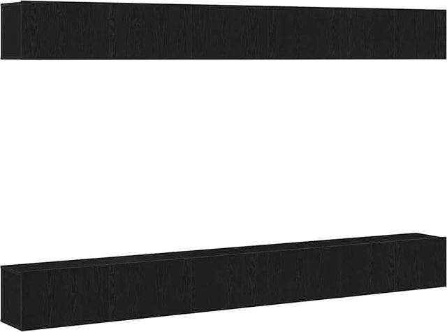 6-teiliges vidaXL TV-Schrank-Set in Schwarz und Eichen-Optik für dein Wohnzimmer, wandmontiert, B/T/H: 2 x 100 x 30 x 30 cm und 4 x 80 x 30 x 30 cm - Bild 1