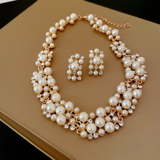 DREJEW Schmuckset, Vintage, Gold, Kristall, Perle, Unisex - Bild 1