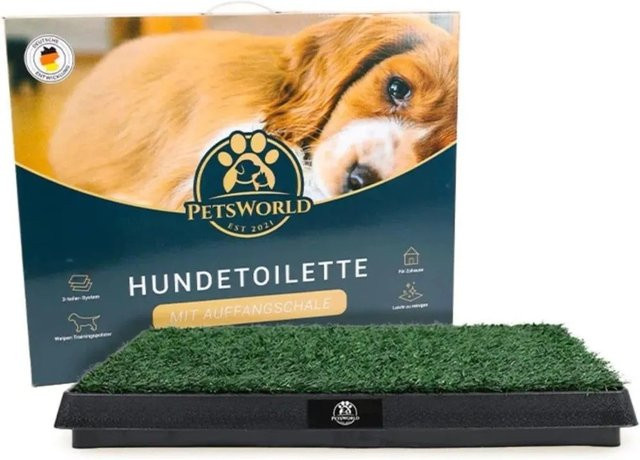 Petsworld Welpentoilette mit Kunstrasen für Indoor und Outdoor, Farbe: Schwarz-grün, Breite: 50 cm, Tiefe: 50 cm - Bild 1