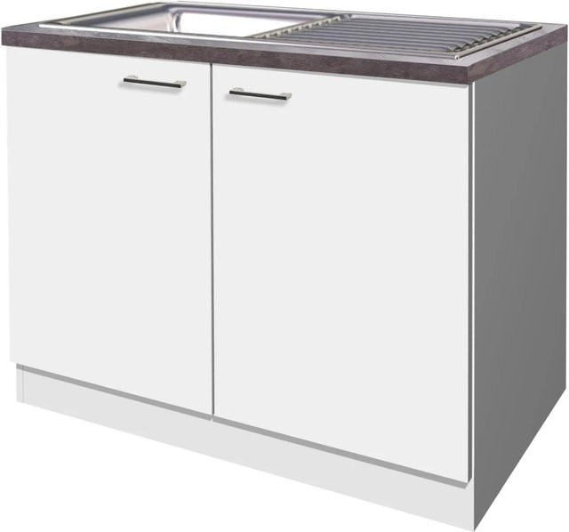 Flex-Well Küchen-Spülenunterschrank Lucca in Weiß Matt mit melaminbeschichteter Qualitätsspanplatte, B/H/T: 100 x 85 x 60 cm - Bild 1