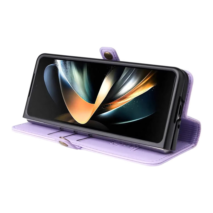 Brieftasche aus PU-Leder für Samsung Galaxy Z Fold 4 und Galaxy Z Fold 3 5G in Lila mit Kreditkartenfächern - Bild 2