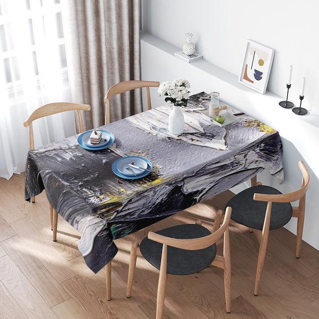 Tischdecke mit abstraktem Design von JMG Household Supplies in Schwarz und Grau, wasserabweisend, B: 140 cm, T: 160 cm - Bild 1