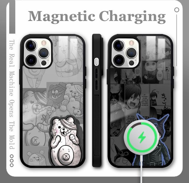 Danganronpa Anime Handyhülle mit MagSafe Spiegel und Wireless Magnetic Cover für iPhone 16 15 14 13 Pro Max Plus Mini, Mehrfarbig - Bild 1