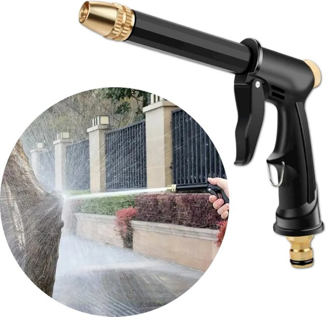 Tragbare Hochdruck Wasserpistole in Schwarz mit einstellbarer Reinigungsdüse für die Autowäsche und Gartenbewässerung - Bild 1
