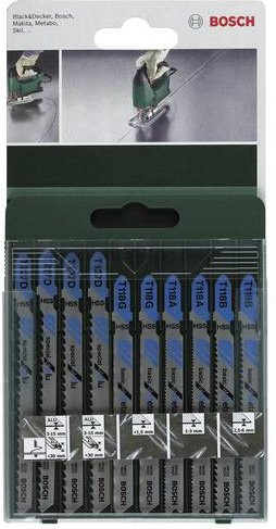Bosch Stichsägeblatt-Set mit T-Schaft für Holz, 10-teilig, Farbe Silber - Bild 1