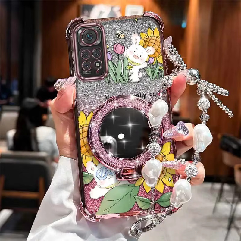 Xiaomi Handyhülle Happy Rabbit mit Lanyard für Redmi Note 11 Pro Plus, 10T, 10, 9 Pro Max in Pink und Multicolour - Bild 4