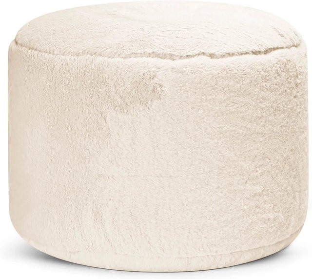 mokebo Pouf aus Kunstfell in Beige als flauschiger Sitzpouf und Fußhocker - Bild 1