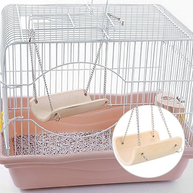 Holz Schaukel für Hamster und kleine Haustiere als hängendes Spielzeug für den Käfig - Bild 1