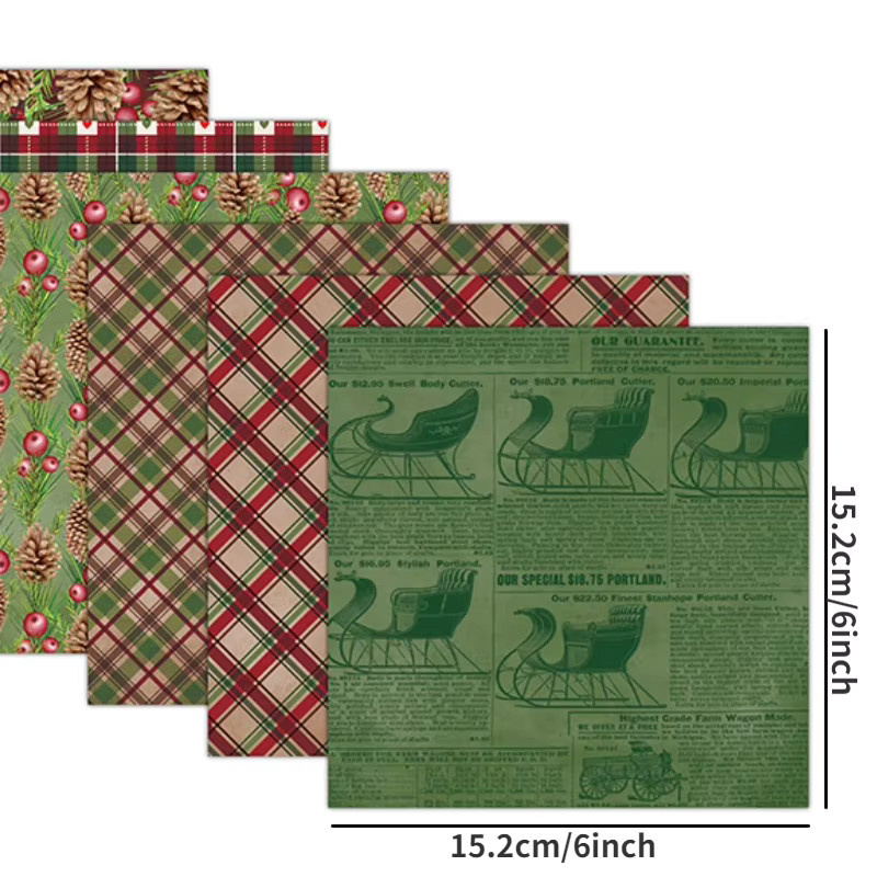Frohe Weihnachten Scrapbook Papierblock mit 24 einseitigen Vintage Motivbögen, Multicolor, Format: 15,24 x 15,24 cm - Bild 2