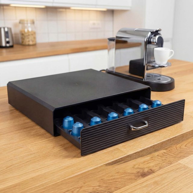 MCW Schubladenbox L98 Aufbewahrungsbox für Kaffeekapseln in Schwarz, B: 7 cm, T: 34 cm, H: 31 cm - Bild 1