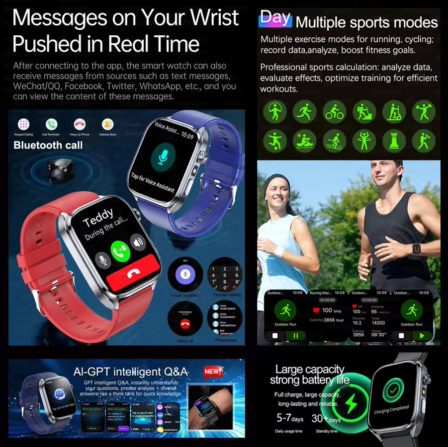 KAVSUMI Smartwatch, Edelstahl, Blau - Bild 6