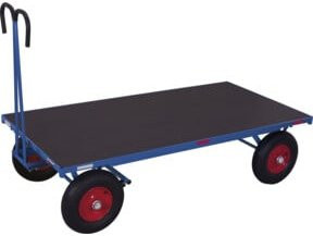 VARIOfit Handpritschenwagen ohne Bordwand mit Luftbereifung in Blau, B/T: 160 x 80 cm, Traglast 1.000 kg - Bild 1