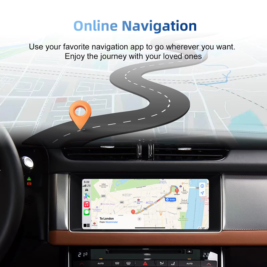 Ezonetronics Kabelloses CarPlay und Android Auto Nachrüstkit Decoder-Box für Jaguar E-Type, XEL, XJL, F-Type und F-Pace in Silber - Bild 4