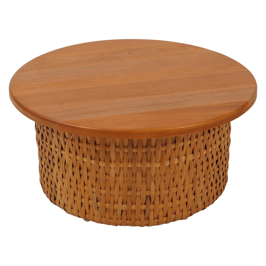 MCW Couchtisch P15 aus Mahagoniholz und Rattan, rund, braun, Durchmesser: 75 cm - Bild 2