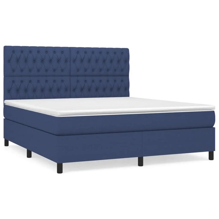 vidaXL Boxspringbett mit Matratze in Blau, Hybrid-Design mit Taschenfederkern, B/T: 180 x 200 cm - Bild 2