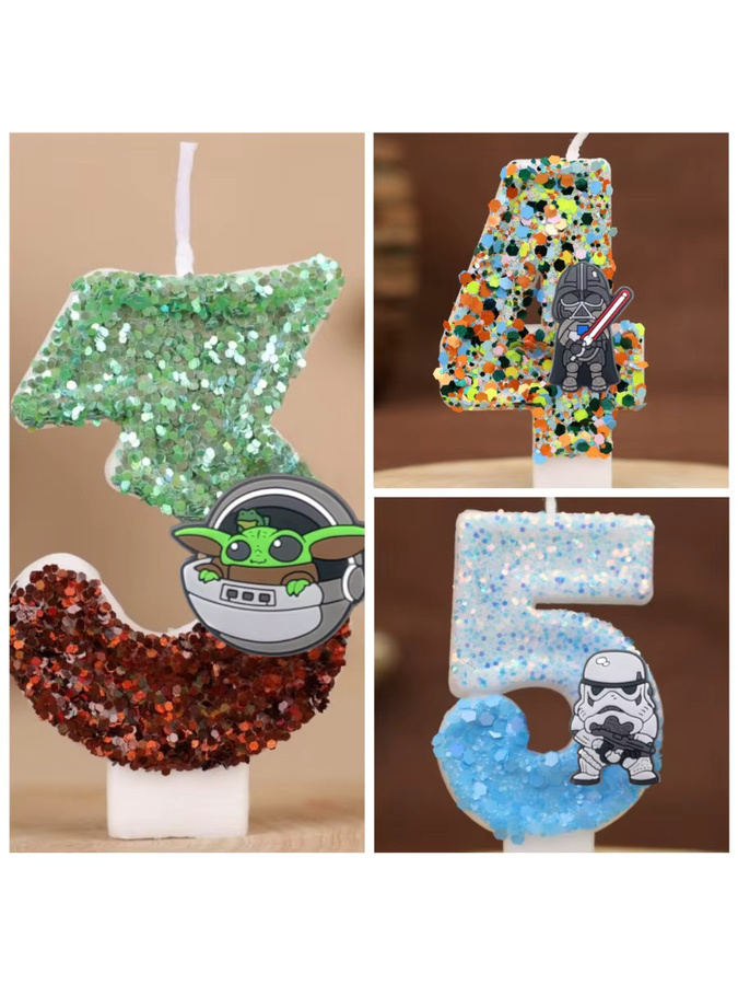 Potdemiel Digitale Kerzen mit Alien Space War Motiv für Kinder Geburtstag Kuchen Dekoration - Bild 3