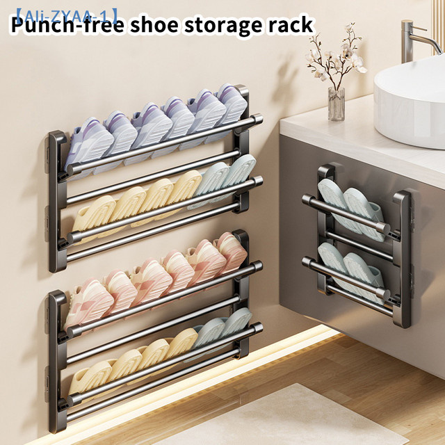 JETTING Schuhregal Wandmontage aus Metall, faltbares Slipper-Rack für das Badezimmer, modern und matt - Bild 1