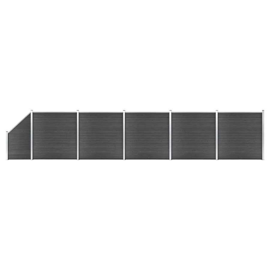 vidaXL Zaunelement Set WPC in Schwarz mit Aluminium und Stahl, Breite: 965 cm, Höhe: 105-186 cm - Bild 2