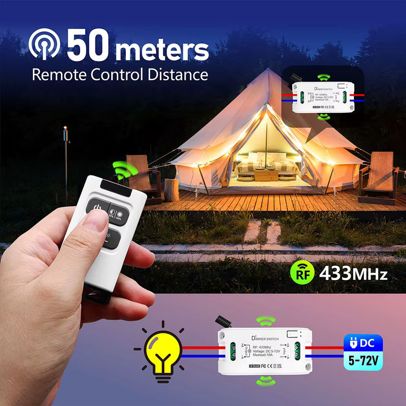 SLMPLEFUN Drahtlose RF 433 MHz Fernbedienung und Mini-Empfänger Set zur LED Helligkeitseinstellung und Dimmung für DC 5 V bis 72 V - Bild 5
