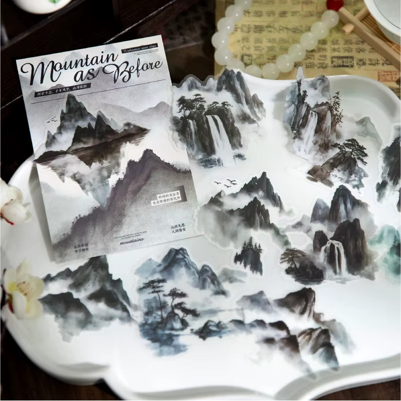 JIANQI 10 Stück PET-Aufkleber mit Berglandschaft in Mehrfarbig für Scrapbooking und Bastelbedarf - Bild 2