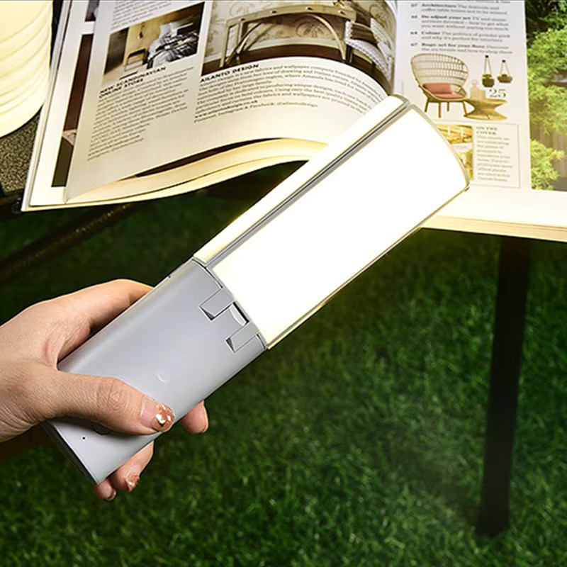 Feimefeiyou Tragbare Klappbare Campinglampe mit USB-C Aufladung, Faltbares Nachtlicht für Outdoor und Wohnheim, Warmweiß, Grau oder Weiß - Bild 2