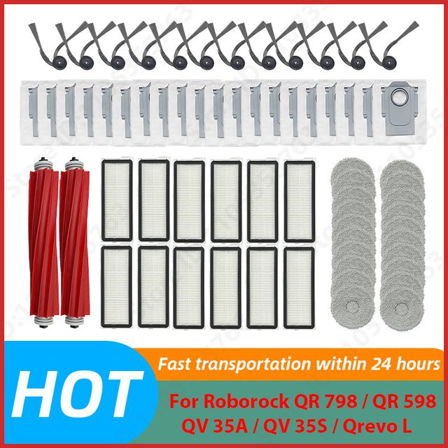 Roborock Ersatzteil-Set für QR 798, QR 598, QV 35A, QV 35S und Qrevo L mit Hauptbürste, Seitenbürste, Filter, Mopp und Staubbeutel - Bild 1