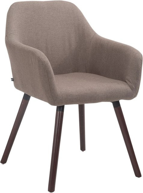 TPFLiving Besucherstuhl Achim mit Stoffbezug in Taupe und Gestell aus Walnuss Buche, B/T/H: 57,5 x 56,0 x 79,5 cm - Bild 1