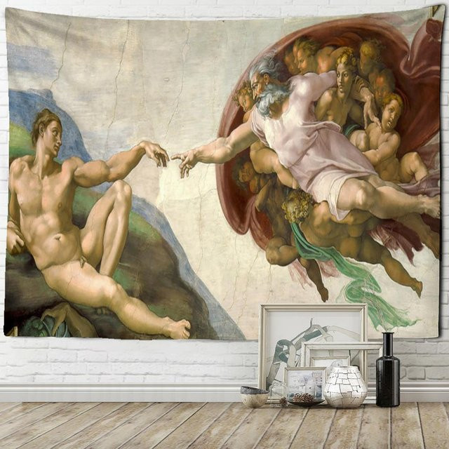 Super Six Wandteppich Jesus Engel Vintage Kunst Motiv in Multicolour B: 95 cm, H: 70 cm - Bild 1