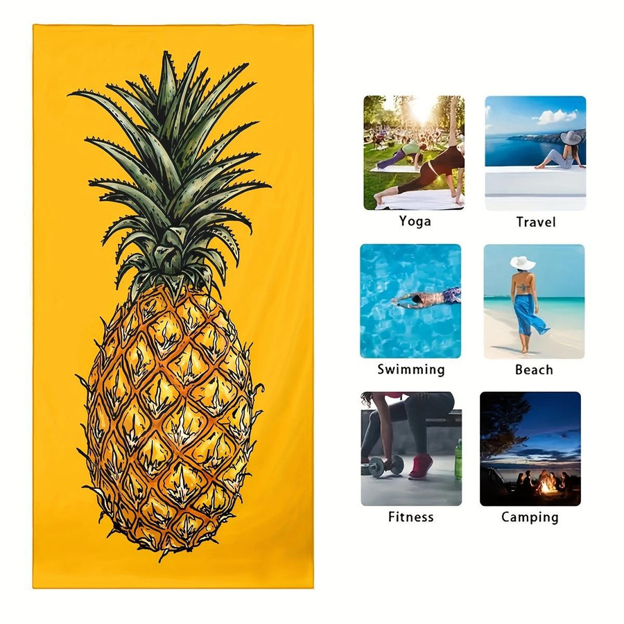 JMG Household Supplies Strandtuch Ananas Design, Farbe: Gelb, Material: Polyester, B x H: 50 x 100 cm - Bild 2