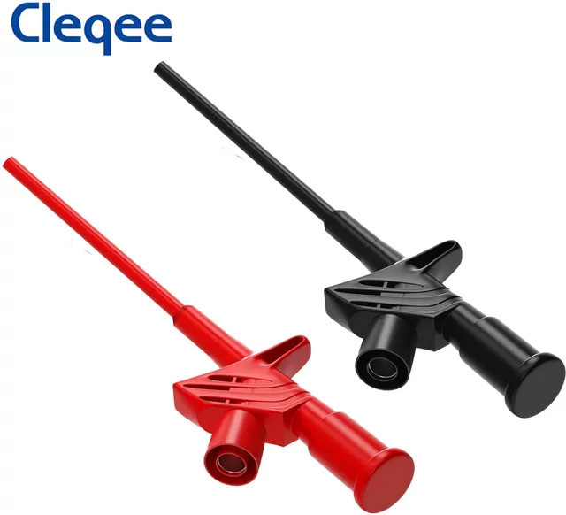 Cleqee P5004 Schnellprüf-Hakenclip Set, 2 Stück, isolierte Hochspannungsprüfspitzen für bis zu 1000 V mit 4-mm-Buchse, Farben: Rot und Schwarz - Bild 1