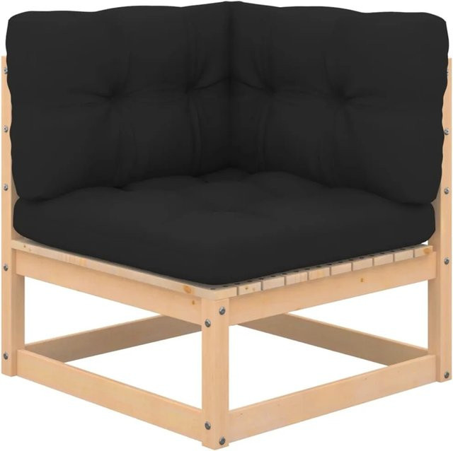 vidaXL 8-tlg Garten-Lounge-Set aus Kiefer Massivholz in L-Form mit Kissen in Anthrazit und Schwarz - Bild 1