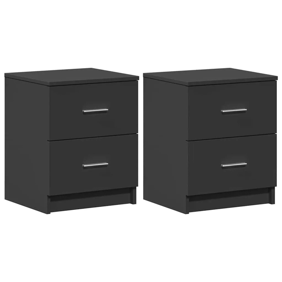 vidaXL Nachttische Set aus 2 Stück mit 2 Schubladen in Schwarz, B/T/H: 40 x 36 x 50 cm - Bild 2