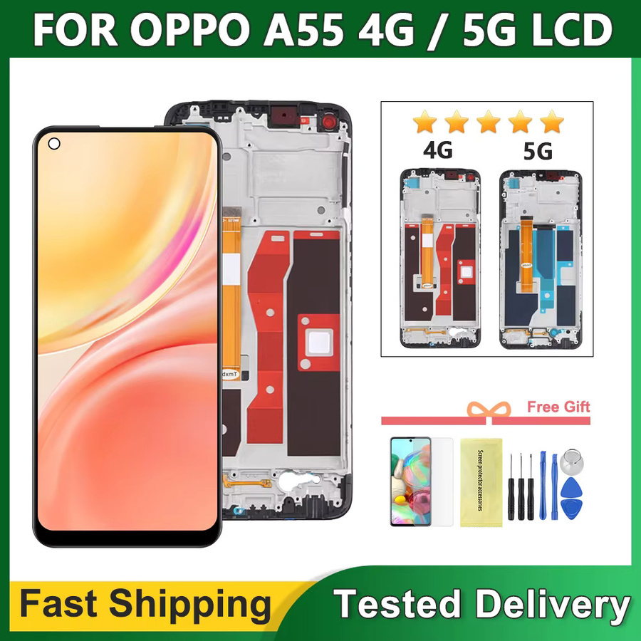 Oppo A55 4G CPH2325 und Oppo A55 5G PEMM00 LCD-Touchscreen-Display-Baugruppe mit Rahmen in Schwarz, 6,51 Zoll - Bild 1