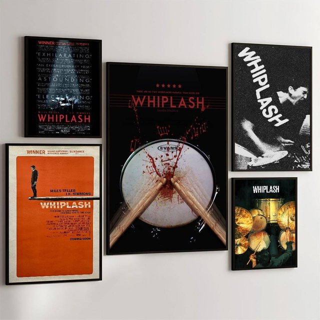 Retro Whiplash Film Poster in Schwarz-Weiß als grafisches Kunstwerk für deine Wanddekoration - Bild 1