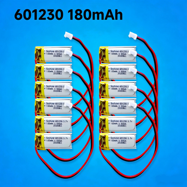 Soshine 601230 Wiederaufladbarer 3,7V Lithium-Ionen-Polymer-Akku mit 180mAh für TWS Bluetooth-Kopfhörer, Aufnahmegeräte und MP3-Player - Bild 1