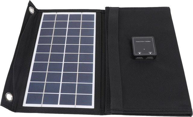 Fishine Faltbares Solarladegerät mit Dual-USB-A Anschlüssen, 21W, Monokristallines Silizium, Wasserabweisend, Schwarz, Tragbar - Bild 1