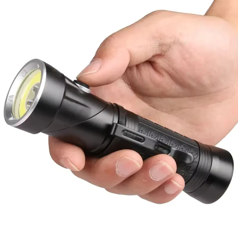JIASHUAIXIN LED-Taschenlampe mit 4 Modi, faltbare Arbeitsleuchte und magnetischem Schwanz, taktische Inspektionsleuchte in Schwarz - Bild 4