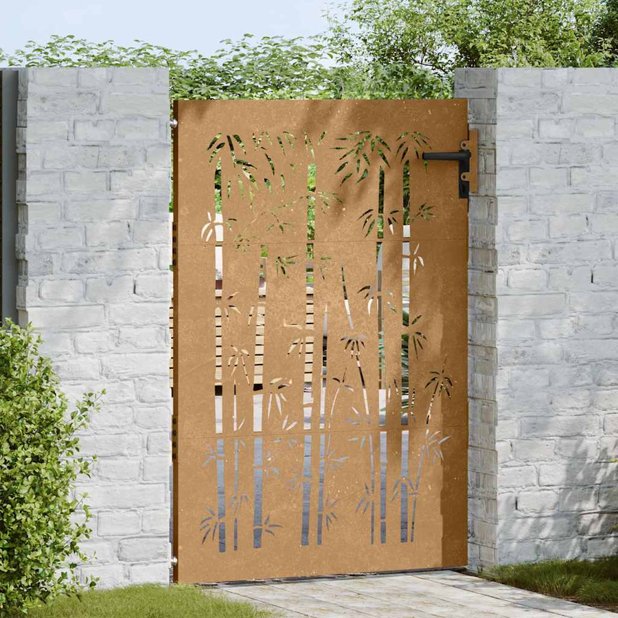 Vidaxl Gartentor aus Cortenstahl mit Bambusmotiv in Braun, B: 85 cm, H: 125 cm - Bild 3