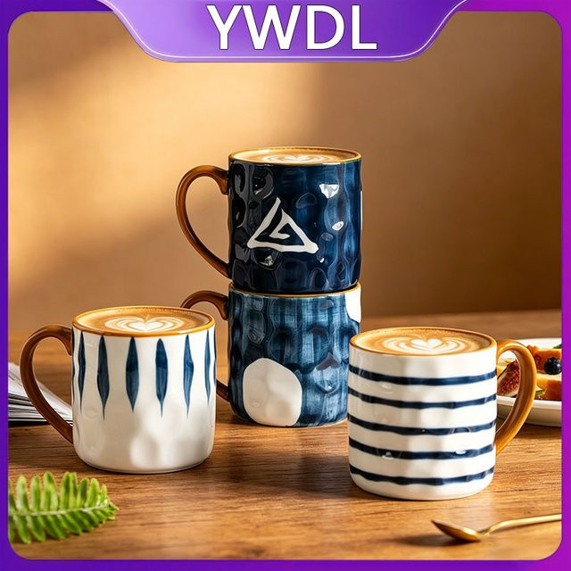 YWDL Keramik-Kaffeebecher im japanischen Stil, multicolor, 400 ml - Bild 1
