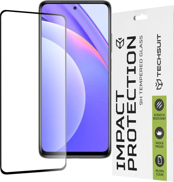 Techsuit Displayschutzfolie aus gehärtetem Glas für Xiaomi Mi 10T Lite 5G, Full Glue, Schwarz - Bild 1