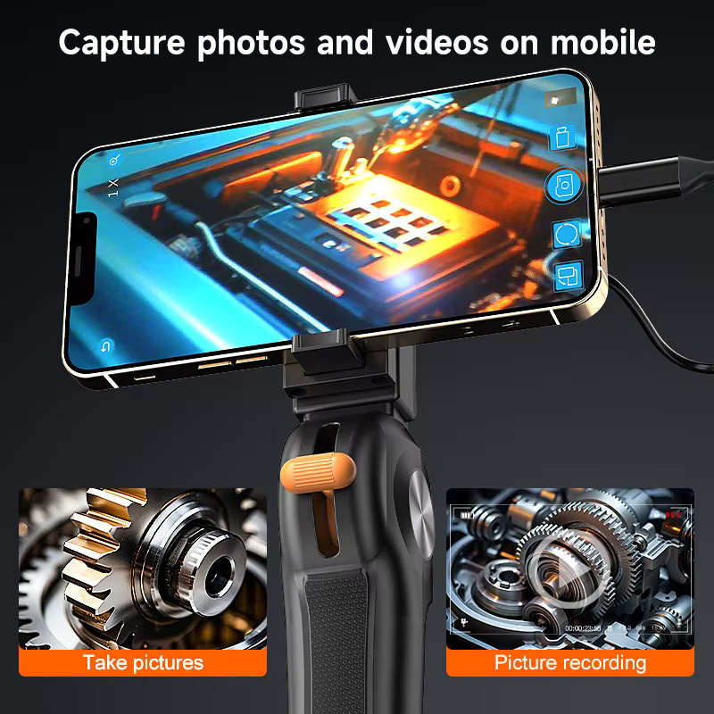 ZYPUSON HD-Kamera Inspektions-Boreskop Mobiles Endoskop für Android und iPhone, Flexible Sonde, 2MP, 1920x1080, Schwarz - Bild 2