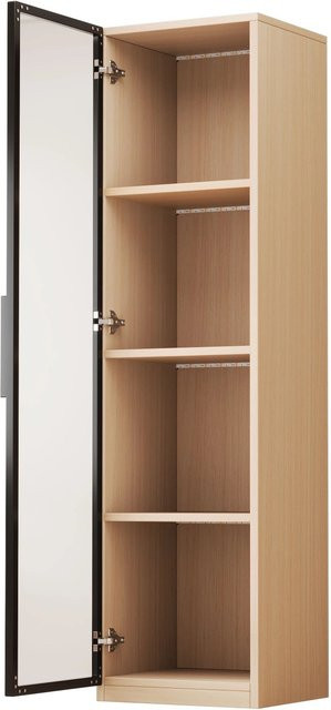 okwish Vitrinenschrank mit Glastüren und LED-Beleuchtung in Eiche Natur, B/T/H: 40 x 15 x 165 cm - Bild 1