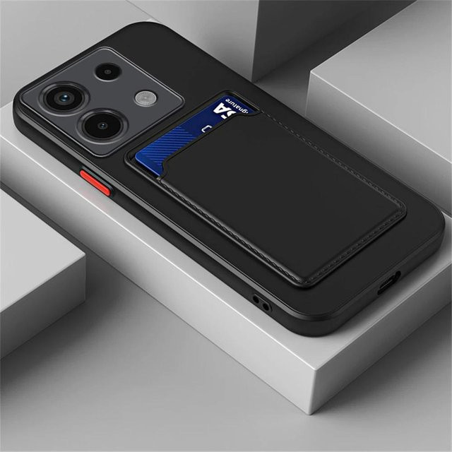 Xiaomi Silikon Etui mit Kartensteckplatz für Redmi Note 14 Pro Plus 5G, Redmi Note 14, Redmi Note 13 4G/5G, Farbe: Schwarz - Bild 1
