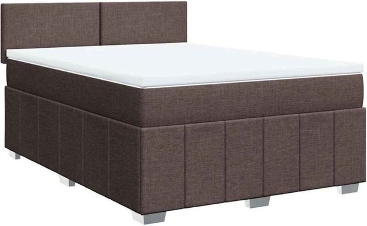 vidaxl Boxspringbett mit Matratze in Braun aus Stoff, B/T/H: 140 x 190 cm - Bild 1
