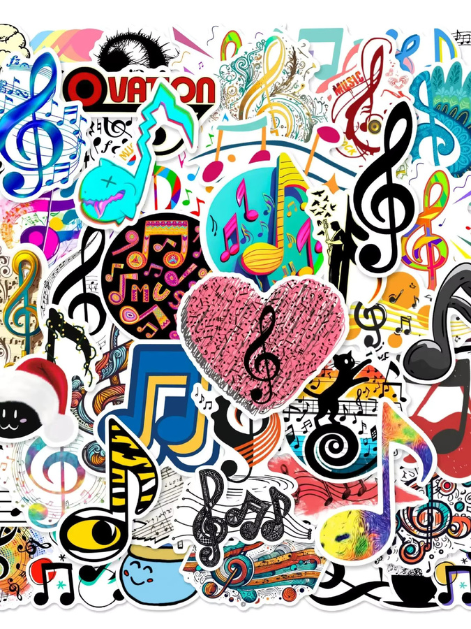 GOGOTU Musical Note Graffiti Aufkleber, 60-teiliges Set, multicolour - Bild 4