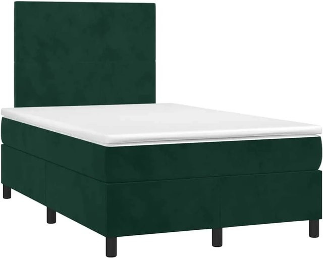 vidaXL Boxspringbett Hybrid mit Matratze aus Taschenfederkern in Dunkelgrün, Samt, B/T/H: 120 x 190 x 123 cm - Bild 1