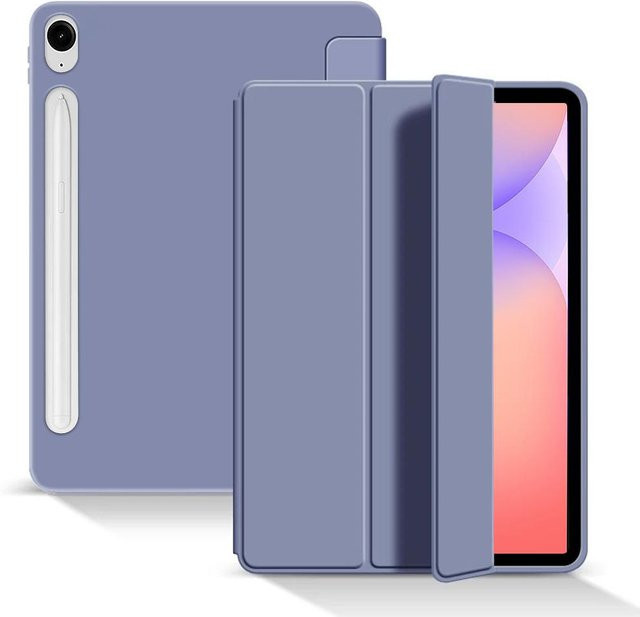 Samsung Flip-Case für Galaxy Tab S11 S10 FE S10 Lite S9 FE S9 S8 S7 11 Zoll mit Dreifach-Ständer und weicher TPU-Rückseite sowie Auto-Wake-Sleep Funktion in Violett - Bild 1